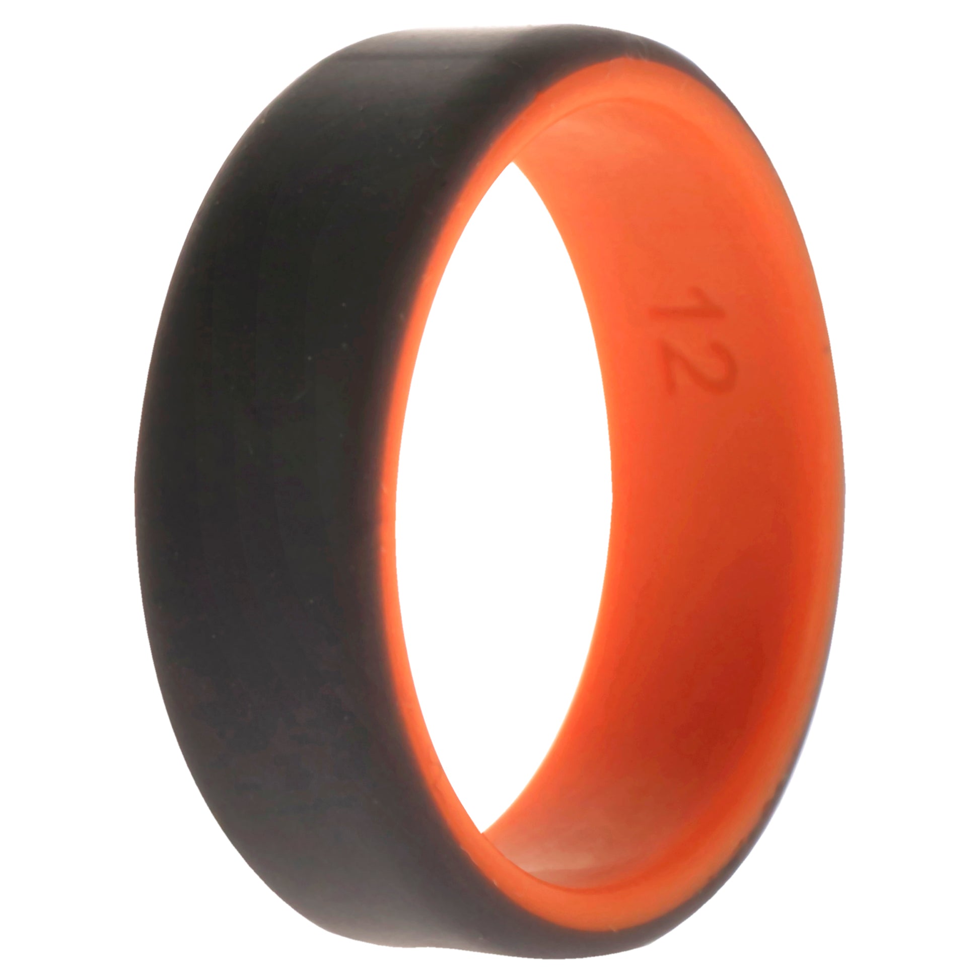 ROQ Silicone Wedding 2Layer Beveled 8mm Ring - Orange-Grey