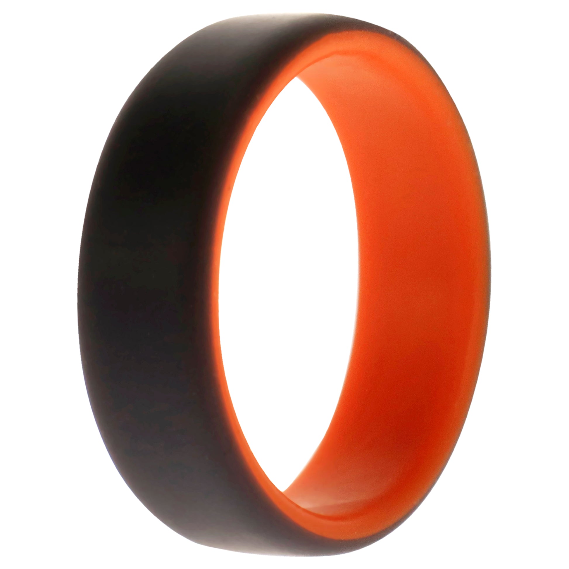 ROQ Silicone Wedding 2Layer Beveled 8mm Ring - Orange-Grey