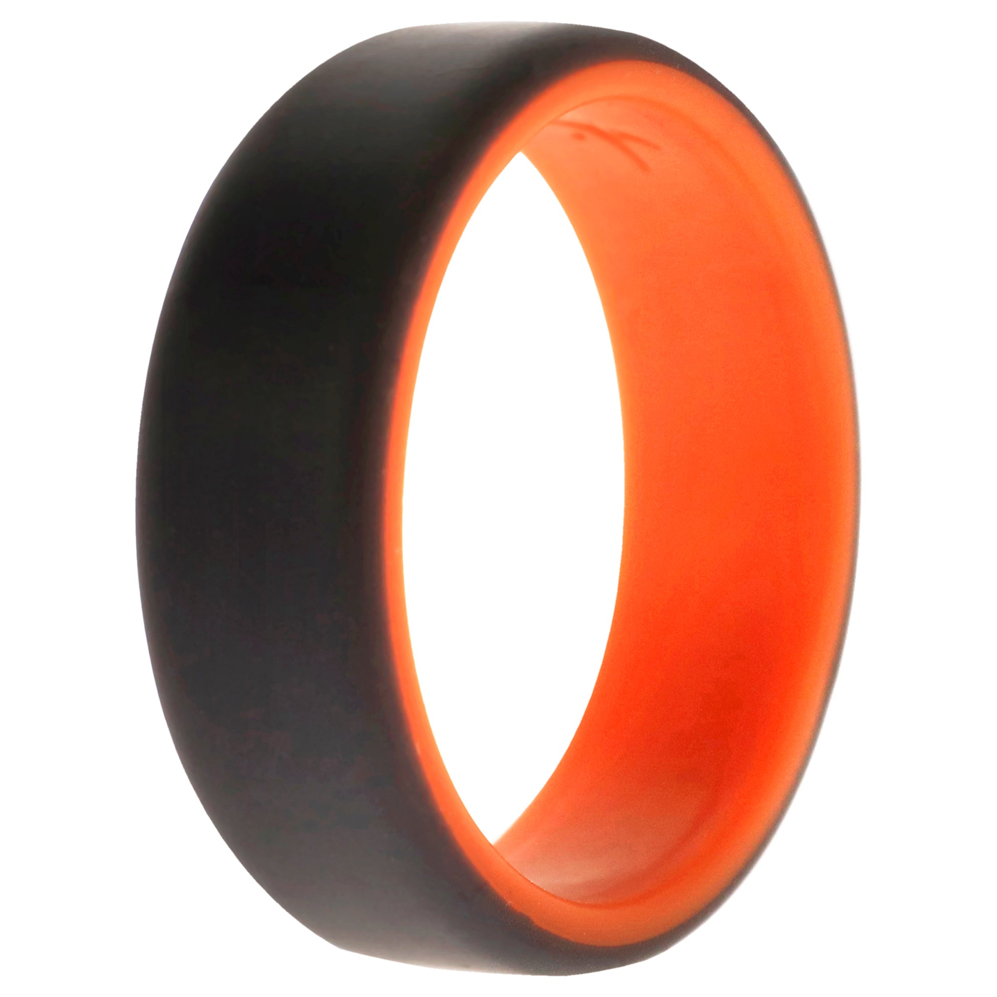 ROQ Silicone Wedding 2Layer Beveled 8mm Ring - Orange-Grey