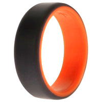 ROQ Silicone Wedding 2Layer Beveled 8mm Ring - Orange-Grey