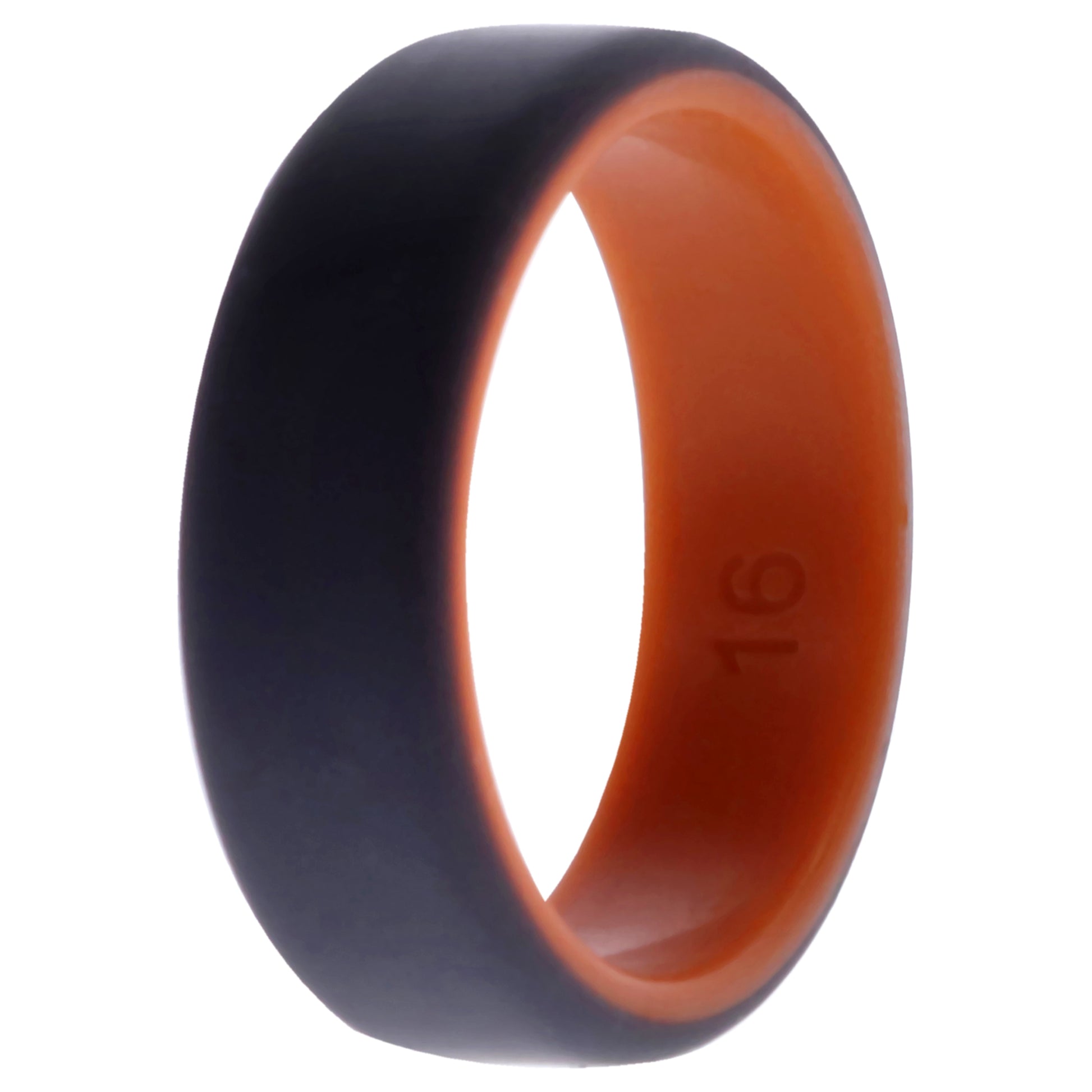 ROQ Silicone Wedding 2Layer Beveled 8mm Ring - Orange-Grey