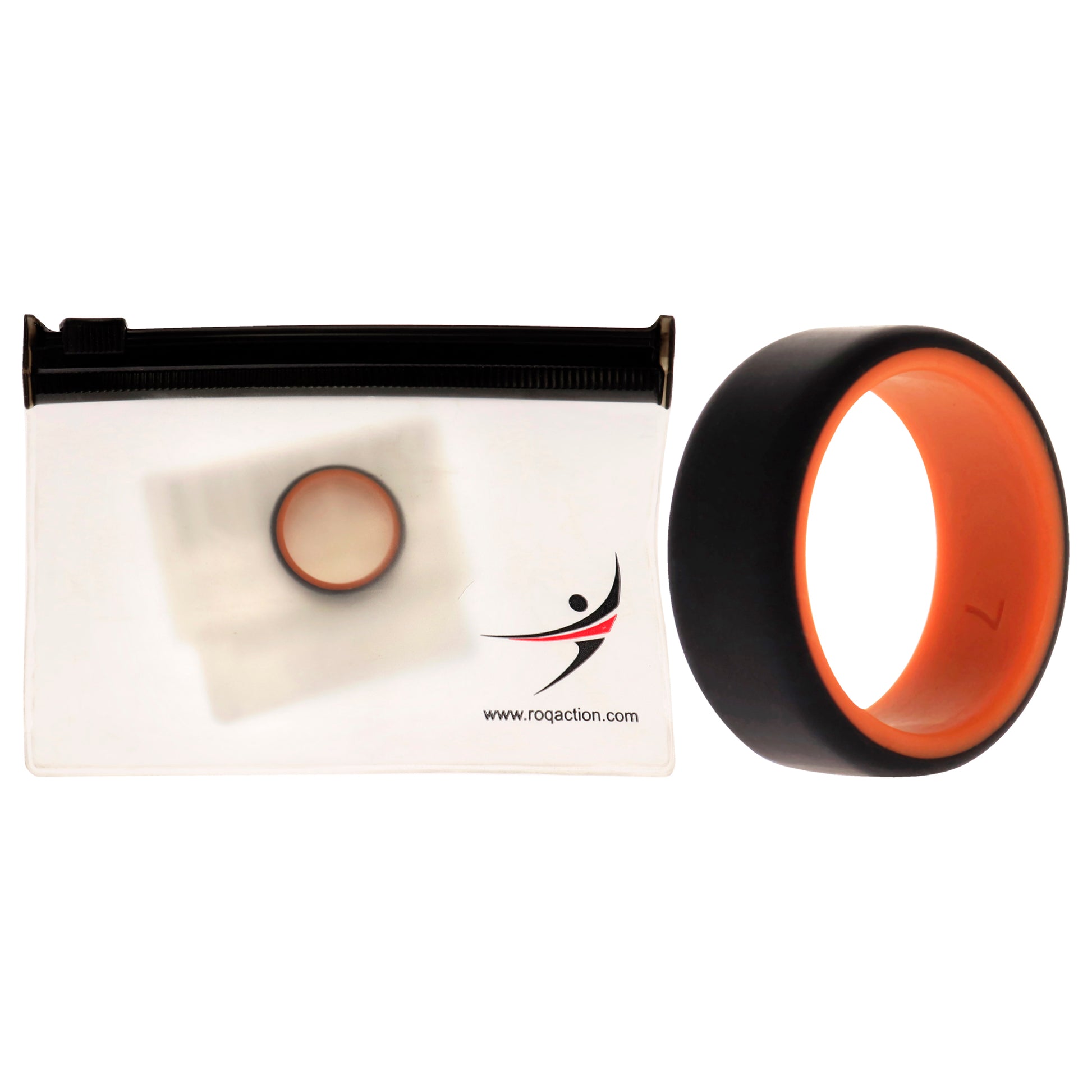ROQ Silicone Wedding 2Layer Beveled 8mm Ring - Orange-Black