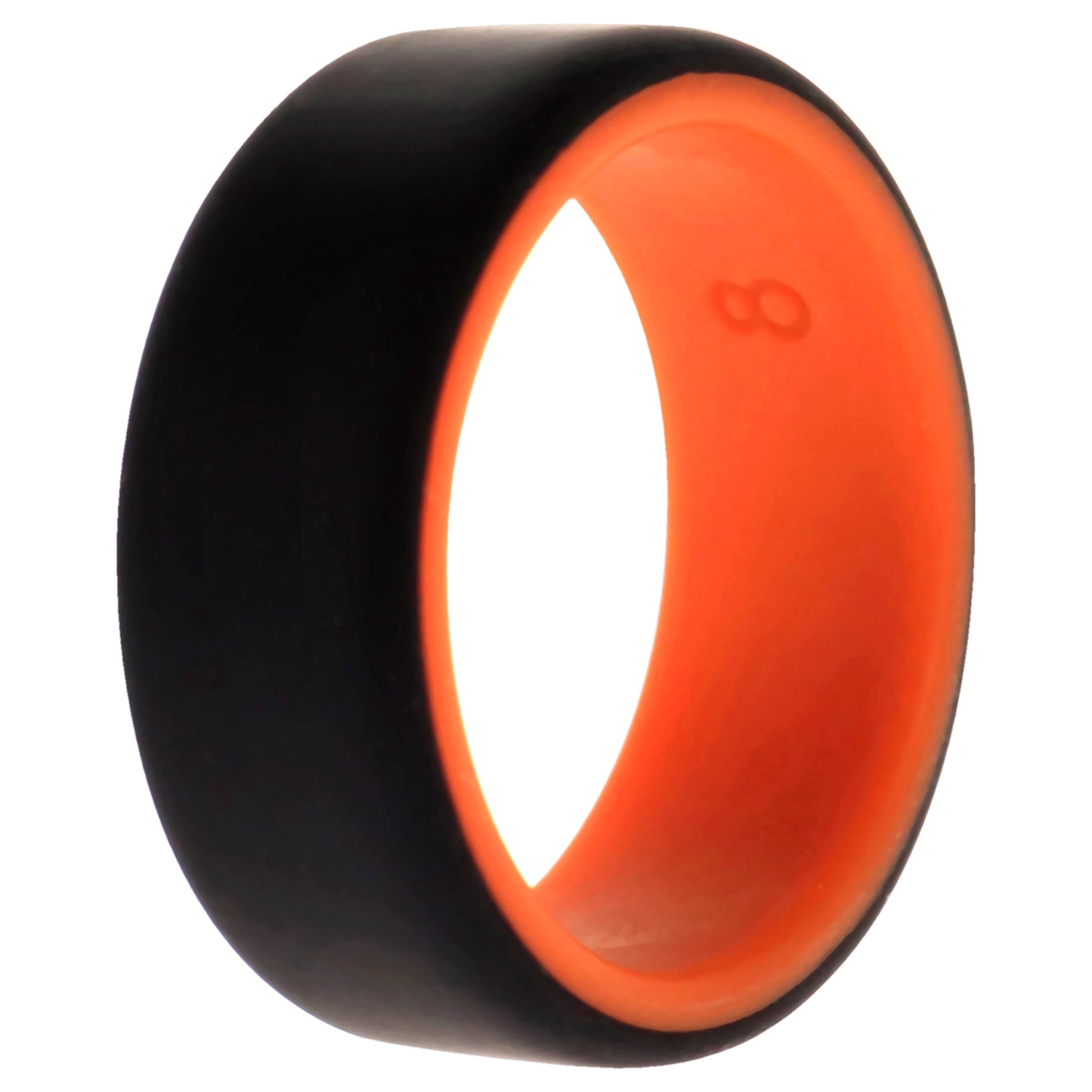 ROQ Silicone Wedding 2Layer Beveled 8mm Ring - Orange-Black