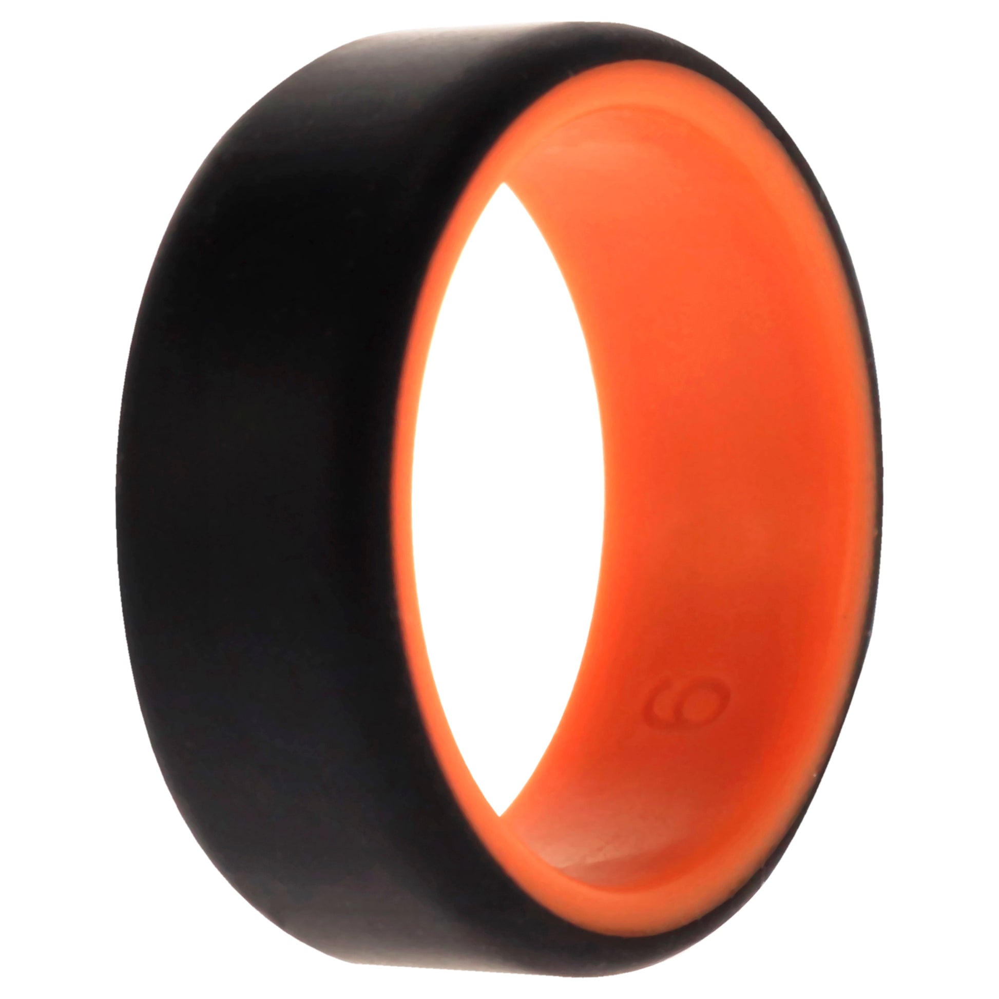 ROQ Silicone Wedding 2Layer Beveled 8mm Ring - Orange-Black