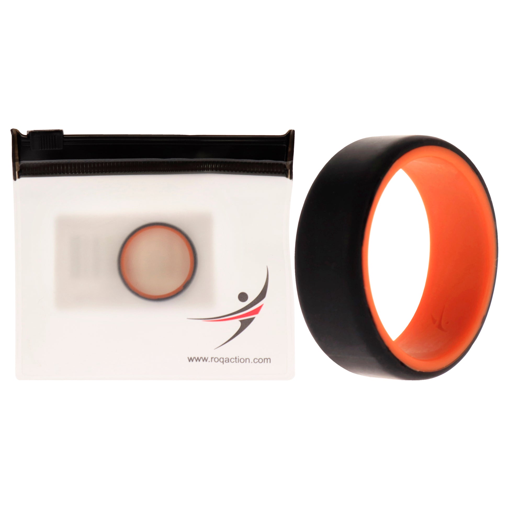 ROQ Silicone Wedding 2Layer Beveled 8mm Ring - Orange-Black