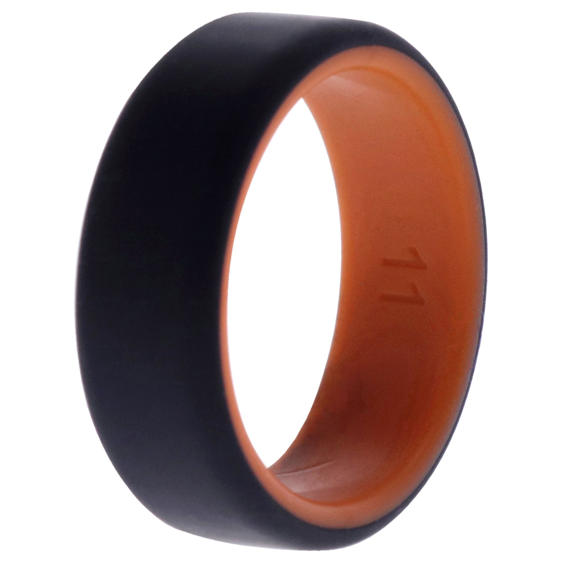 ROQ Silicone Wedding 2Layer Beveled 8mm Ring - Orange-Black