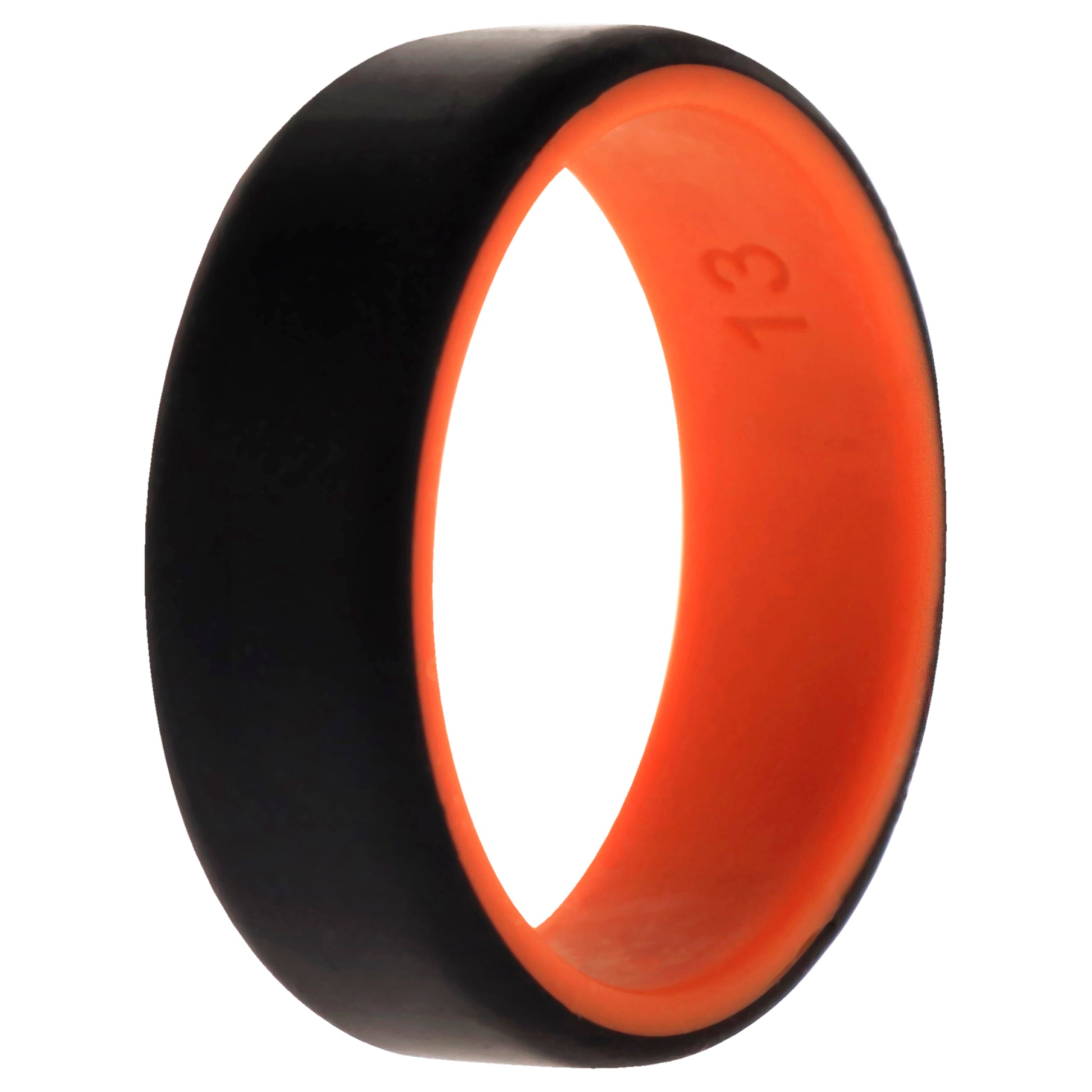 ROQ Silicone Wedding 2Layer Beveled 8mm Ring - Orange-Black