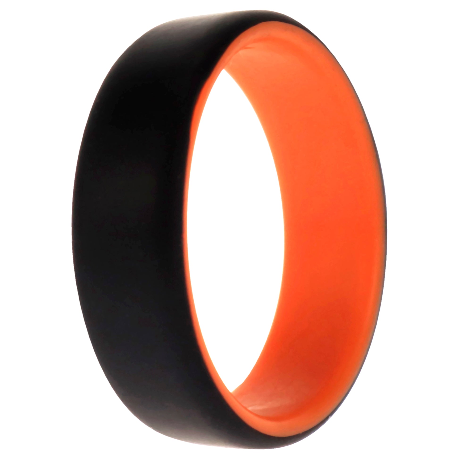 ROQ Silicone Wedding 2Layer Beveled 8mm Ring - Orange-Black