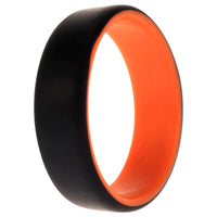 ROQ Silicone Wedding 2Layer Beveled 8mm Ring - Orange-Black
