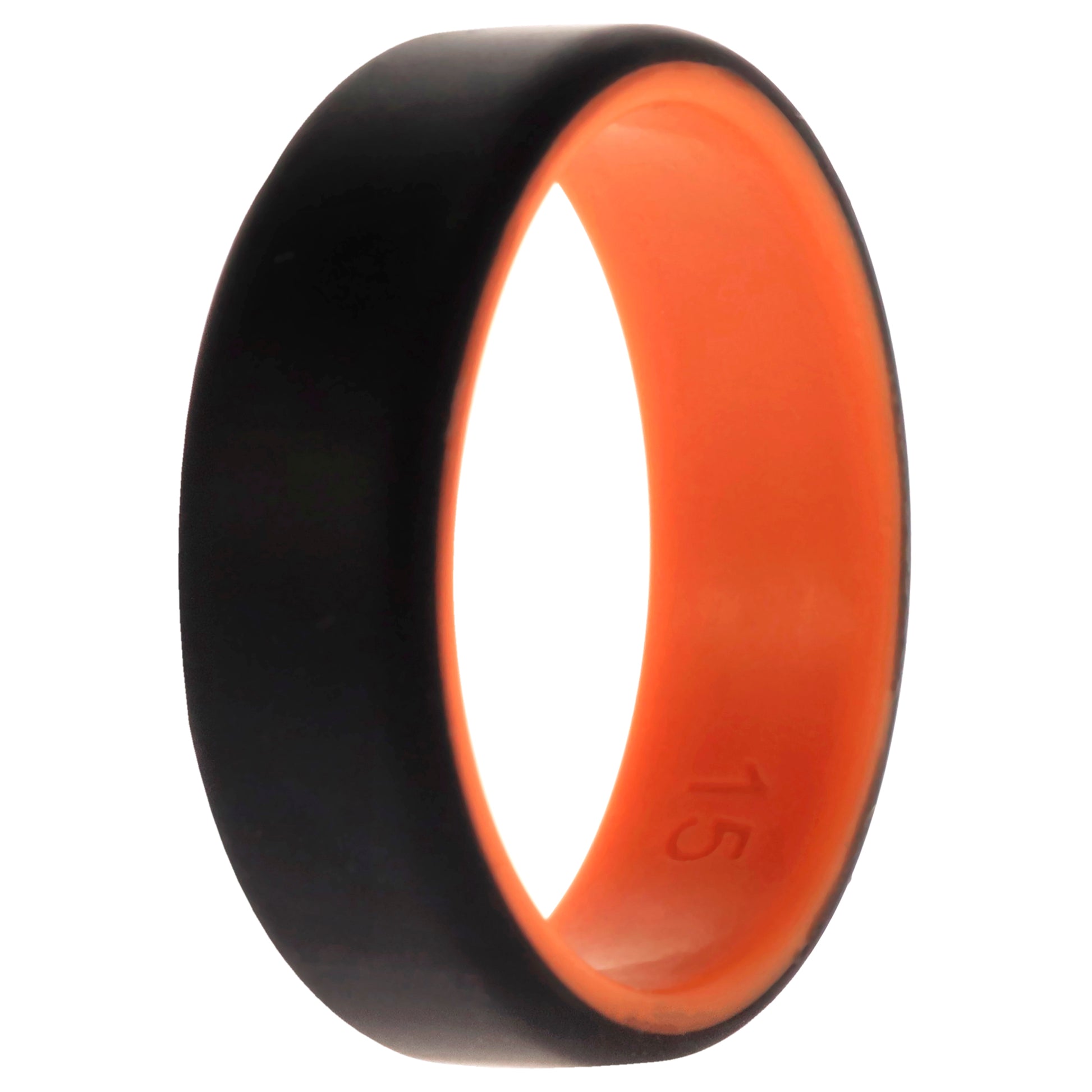 ROQ Silicone Wedding 2Layer Beveled 8mm Ring - Orange-Black