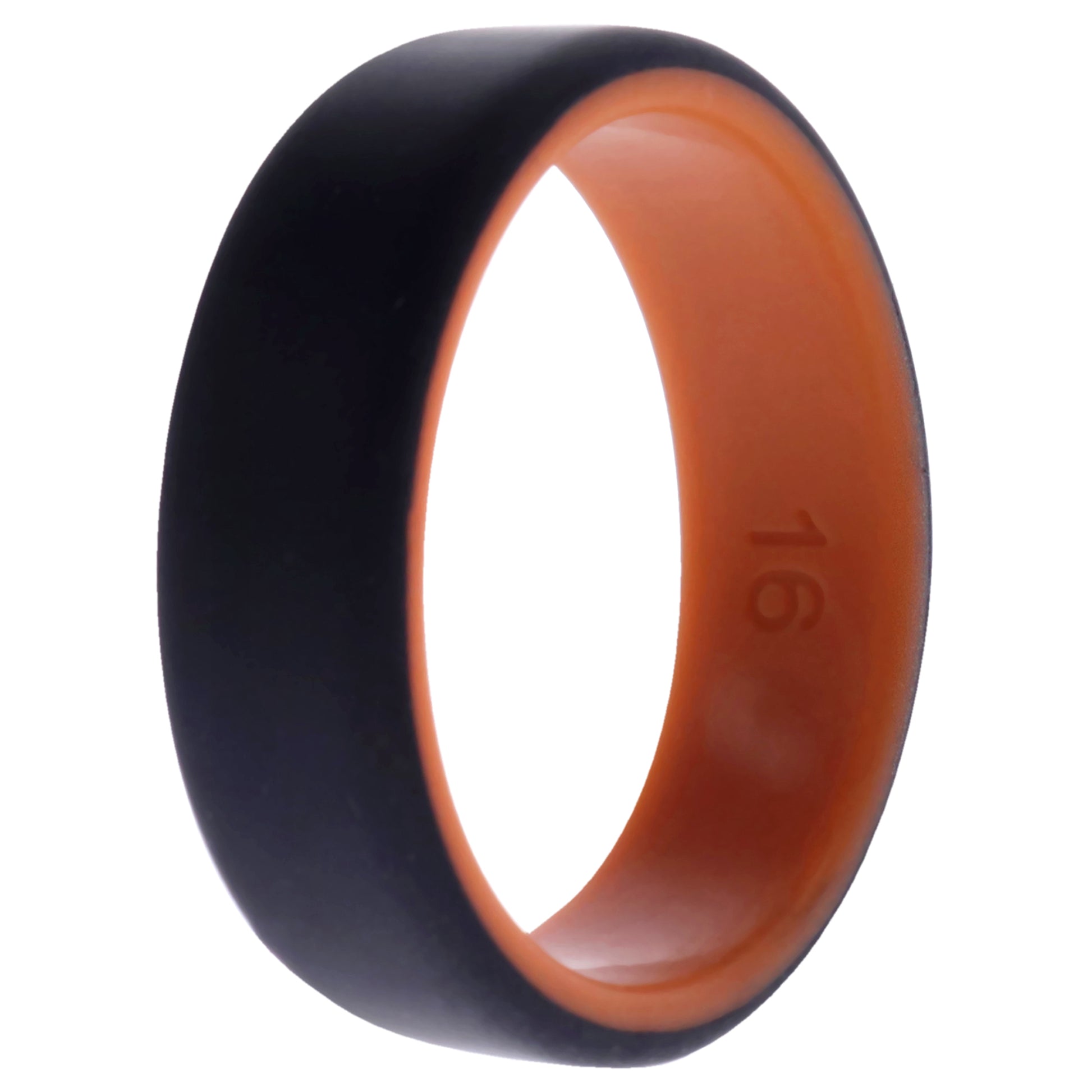 ROQ Silicone Wedding 2Layer Beveled 8mm Ring - Orange-Black