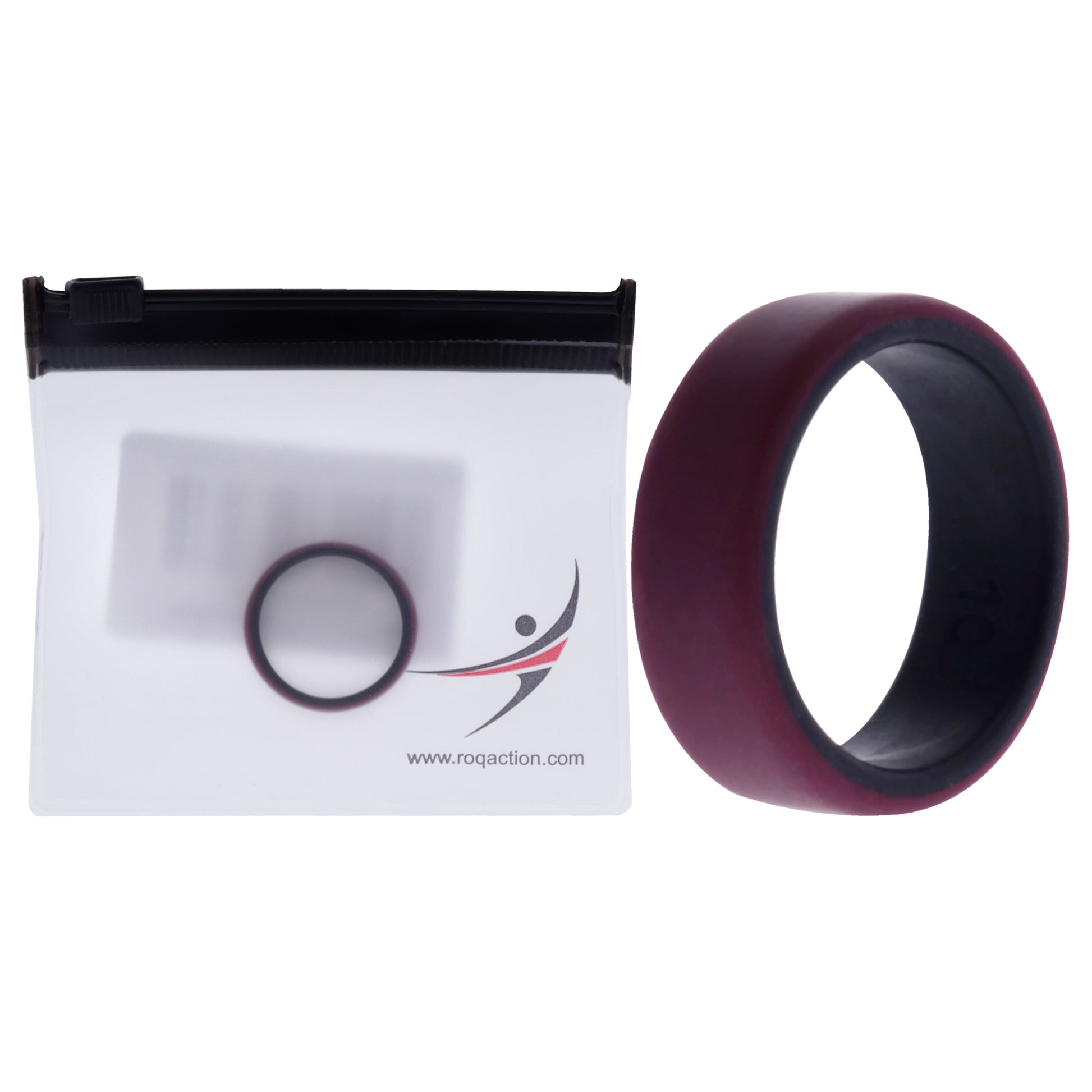 ROQ Silicone Wedding 2Layer Beveled 8mm Ring - Bordeaux