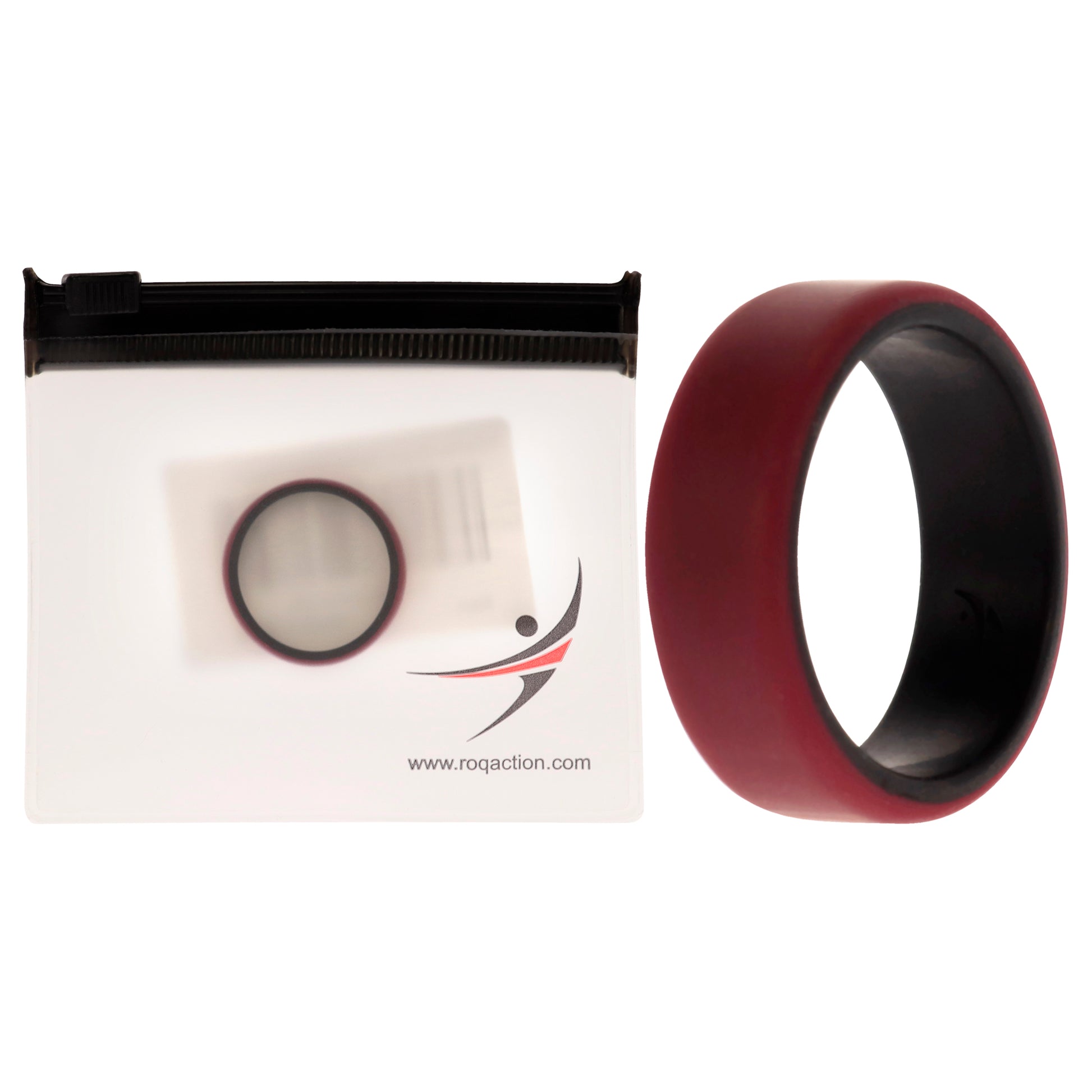 ROQ Silicone Wedding 2Layer Beveled 8mm Ring - Bordeaux