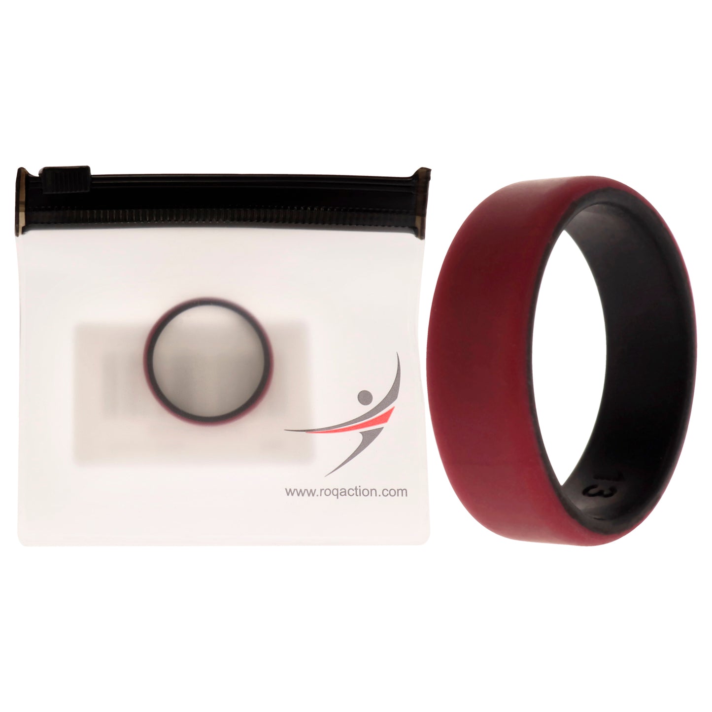 ROQ Silicone Wedding 2Layer Beveled 8mm Ring - Bordeaux