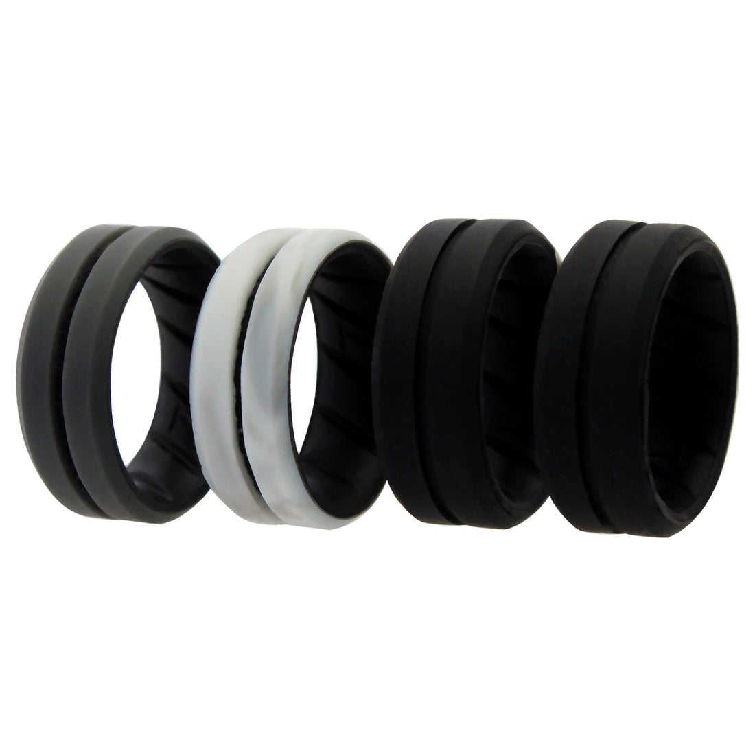 ROQ Silicone Wedding BR Middle Line Ring Set - Marble