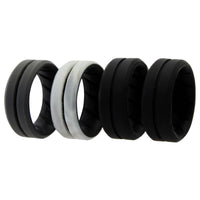 ROQ Silicone Wedding BR Middle Line Ring Set - Marble