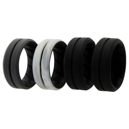 ROQ Silicone Wedding BR Middle Line Ring Set - Marble