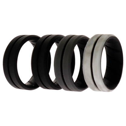 ROQ Silicone Wedding BR Middle Line Ring Set - Marble
