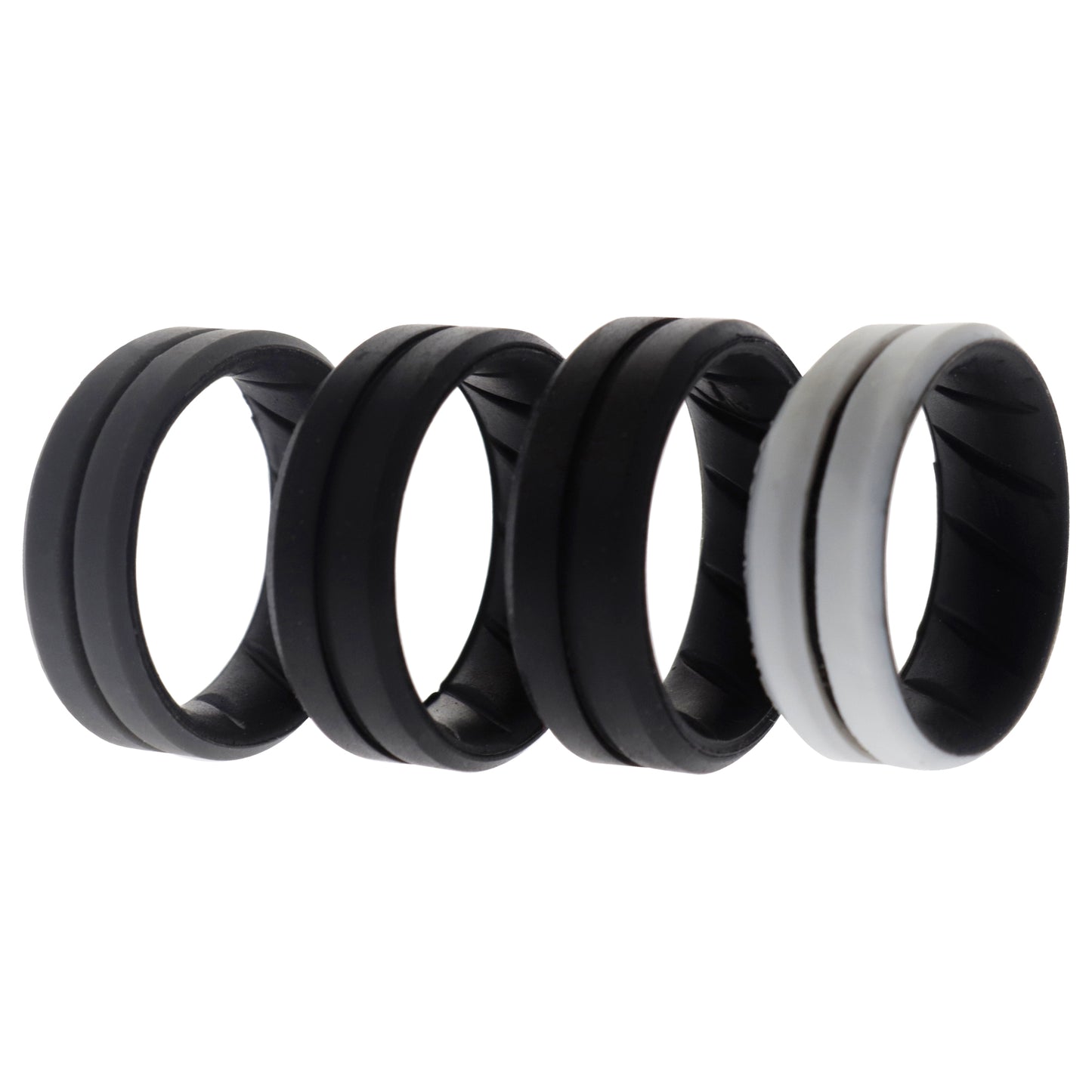 ROQ Silicone Wedding BR Middle Line Ring Set - Marble