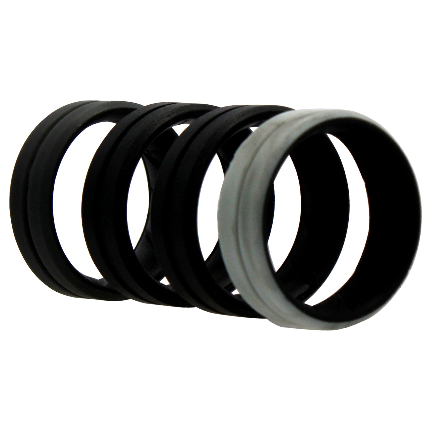 ROQ Silicone Wedding BR Middle Line Ring Set - Marble