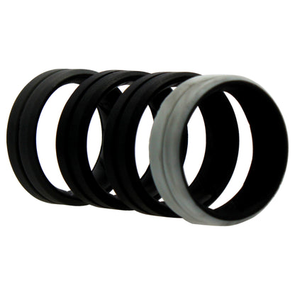 ROQ Silicone Wedding BR Middle Line Ring Set - Marble