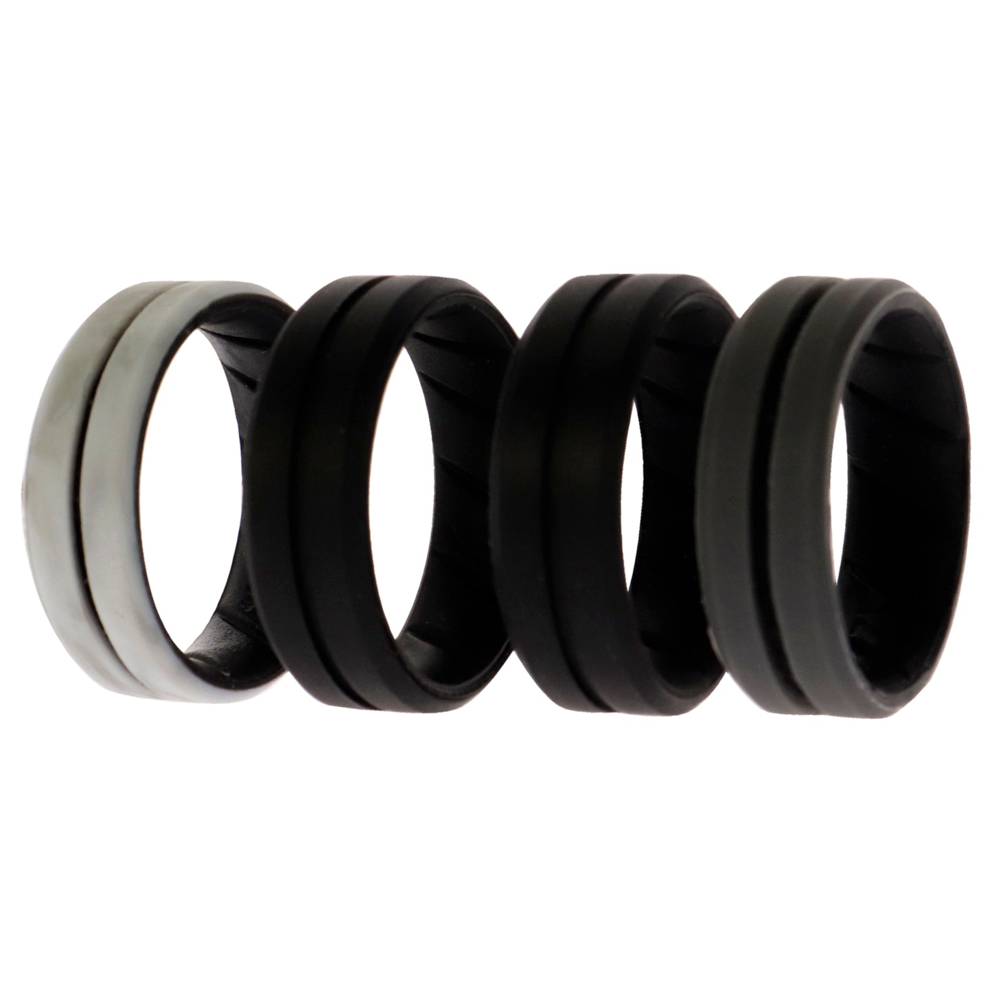 ROQ Silicone Wedding BR Middle Line Ring Set - Marble
