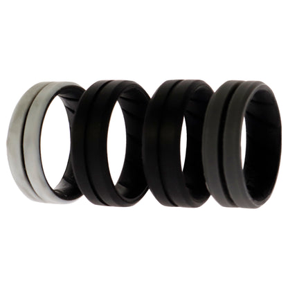 ROQ Silicone Wedding BR Middle Line Ring Set - Marble