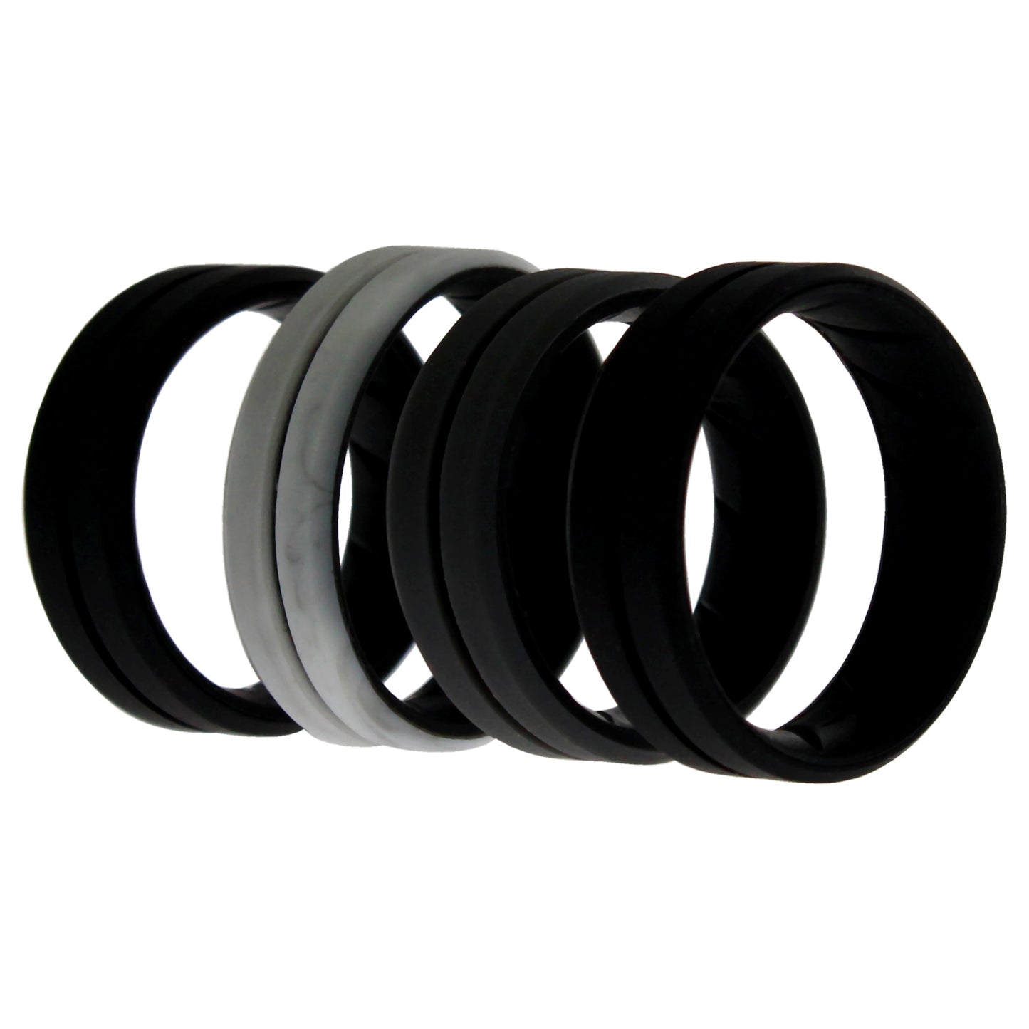 ROQ Silicone Wedding BR Middle Line Ring Set - Marble