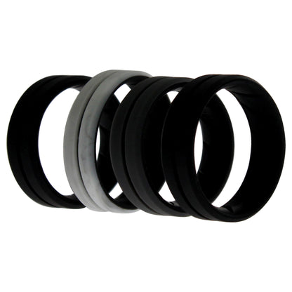 ROQ Silicone Wedding BR Middle Line Ring Set - Marble