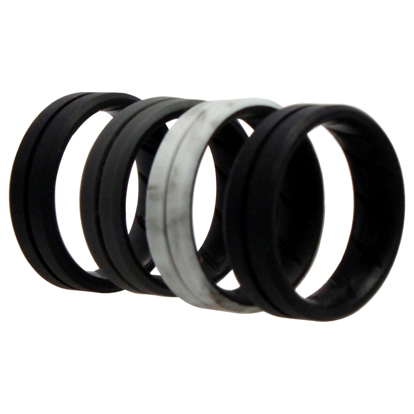 ROQ Silicone Wedding BR Middle Line Ring Set - Marble
