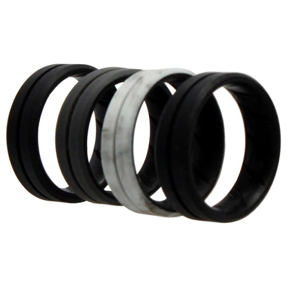 ROQ Silicone Wedding BR Middle Line Ring Set - Marble