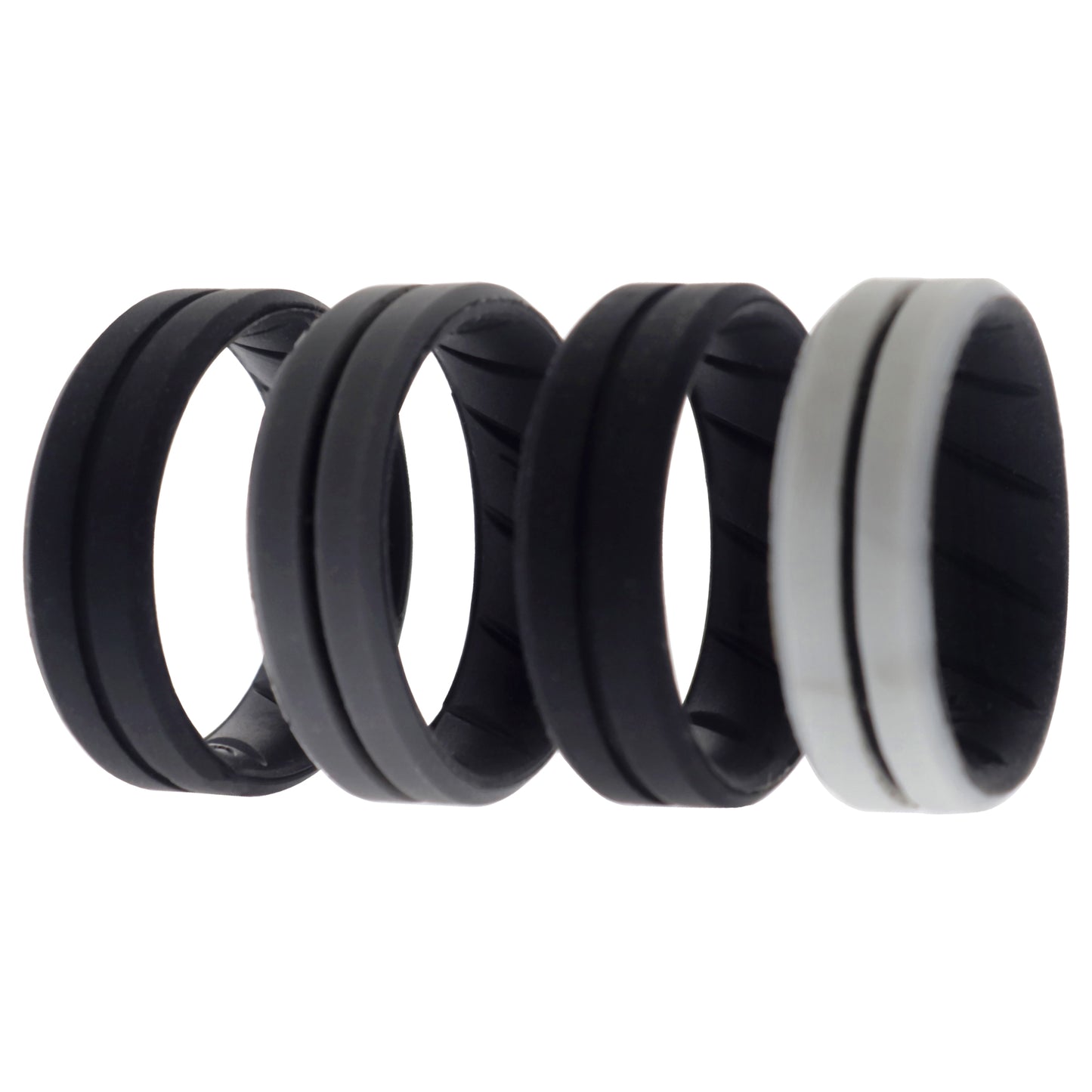 ROQ Silicone Wedding BR Middle Line Ring Set - Marble