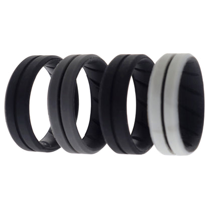 ROQ Silicone Wedding BR Middle Line Ring Set - Marble