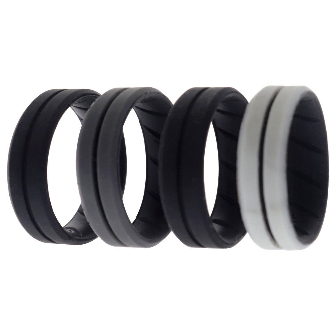 Silicone Wedding BR Middle Line Ring Set - Marble by ROQ for Men - 4 x 15 mm Ring