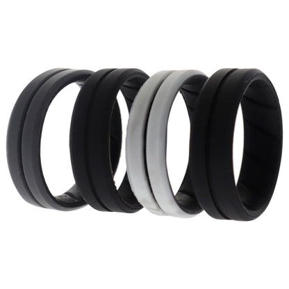 ROQ Silicone Wedding BR Middle Line Ring Set - Marble