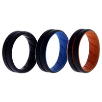ROQ Silicone Wedding BR Middle Line Ring Set - MultiColor