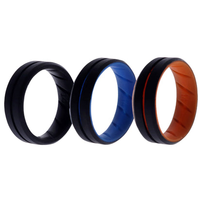 ROQ Silicone Wedding BR Middle Line Ring Set - MultiColor