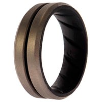 ROQ Silicone Wedding BR Middle Line Ring - Black-Silver