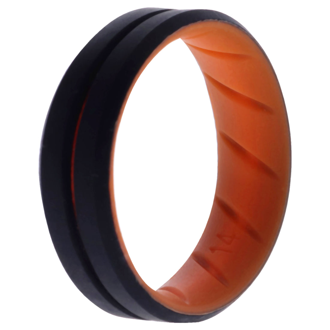ROQ Silicone Wedding BR Middle Line Ring - Orange-Black