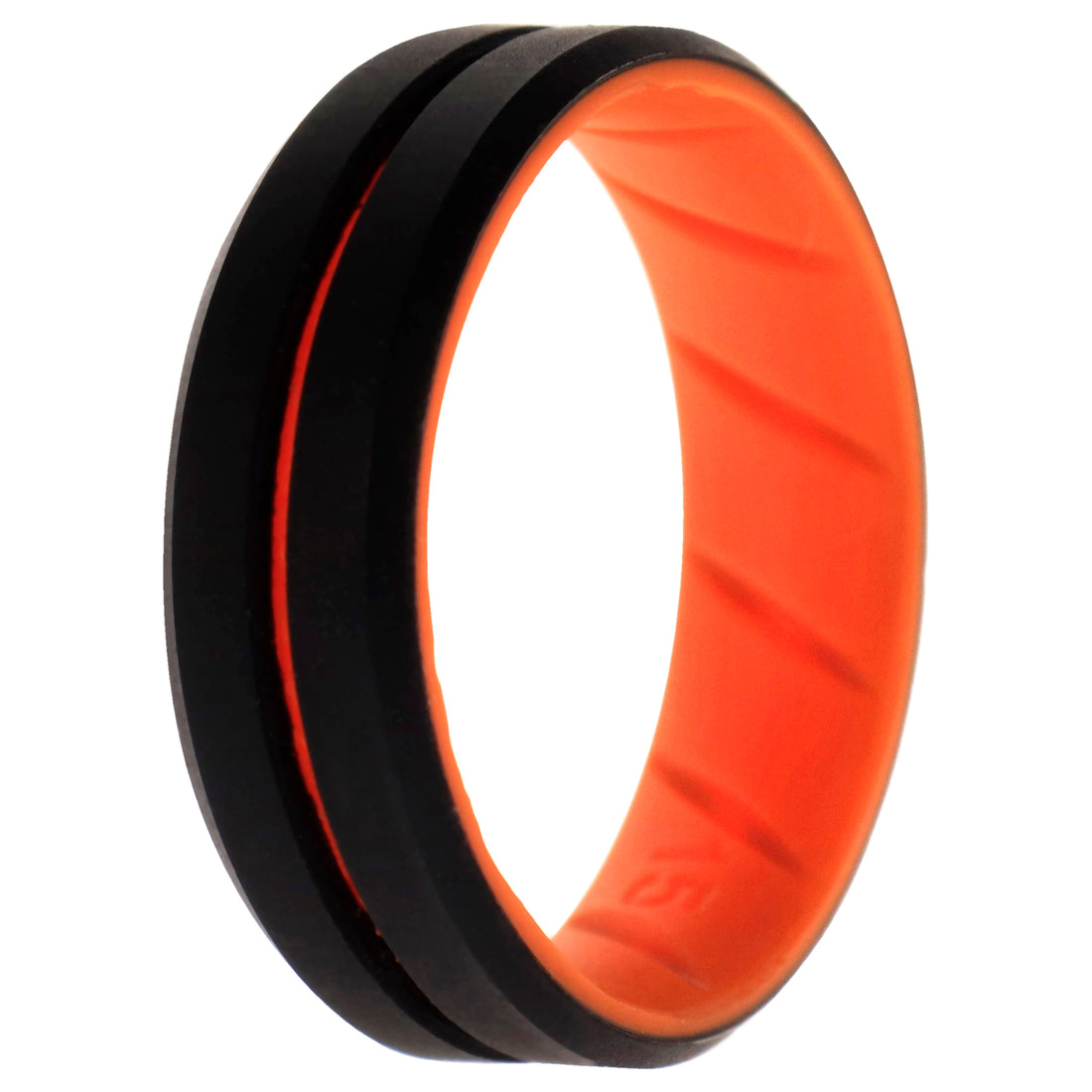 ROQ Silicone Wedding BR Middle Line Ring - Orange-Black