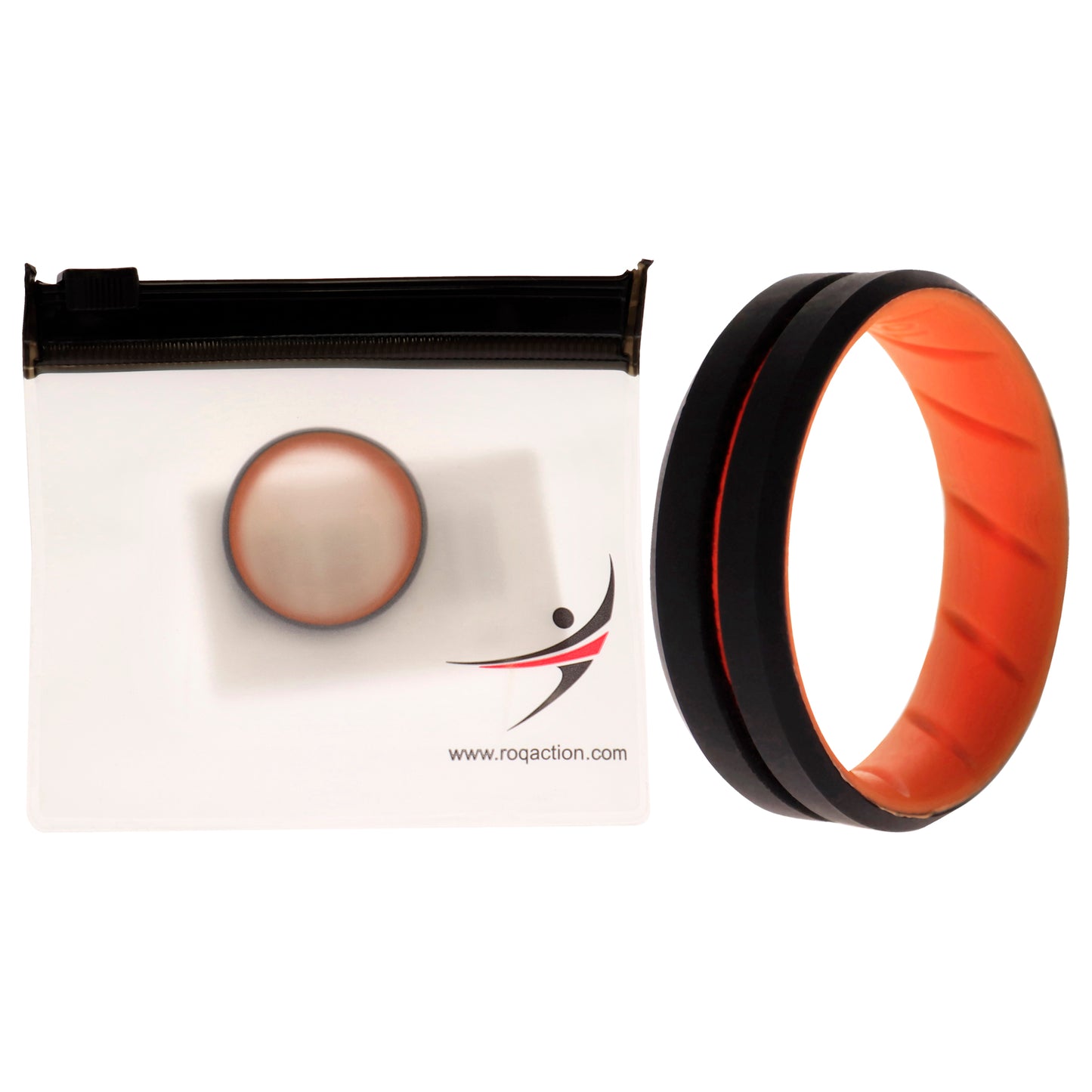 ROQ Silicone Wedding BR Middle Line Ring - Orange-Black