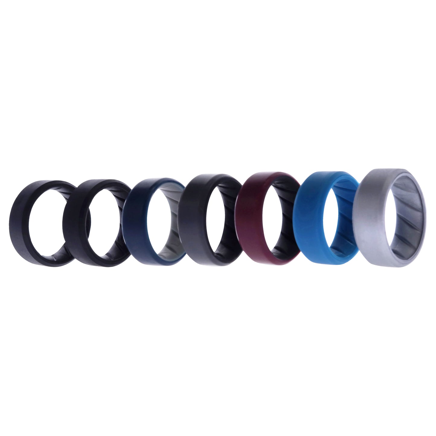 ROQ Silicone Wedding BR 8mm Edge Ring Set - Black
