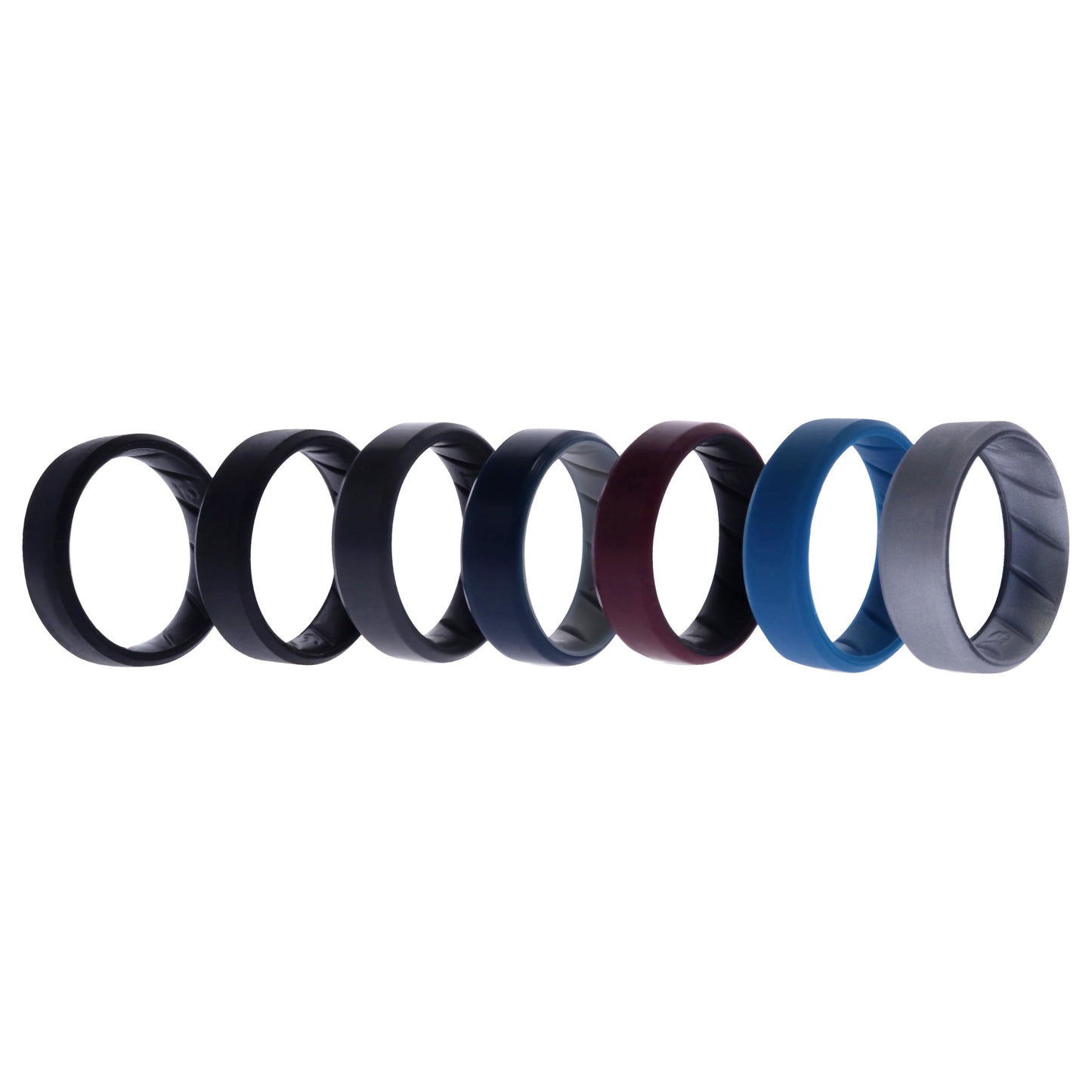 ROQ Silicone Wedding BR 8mm Edge Ring Set - Black