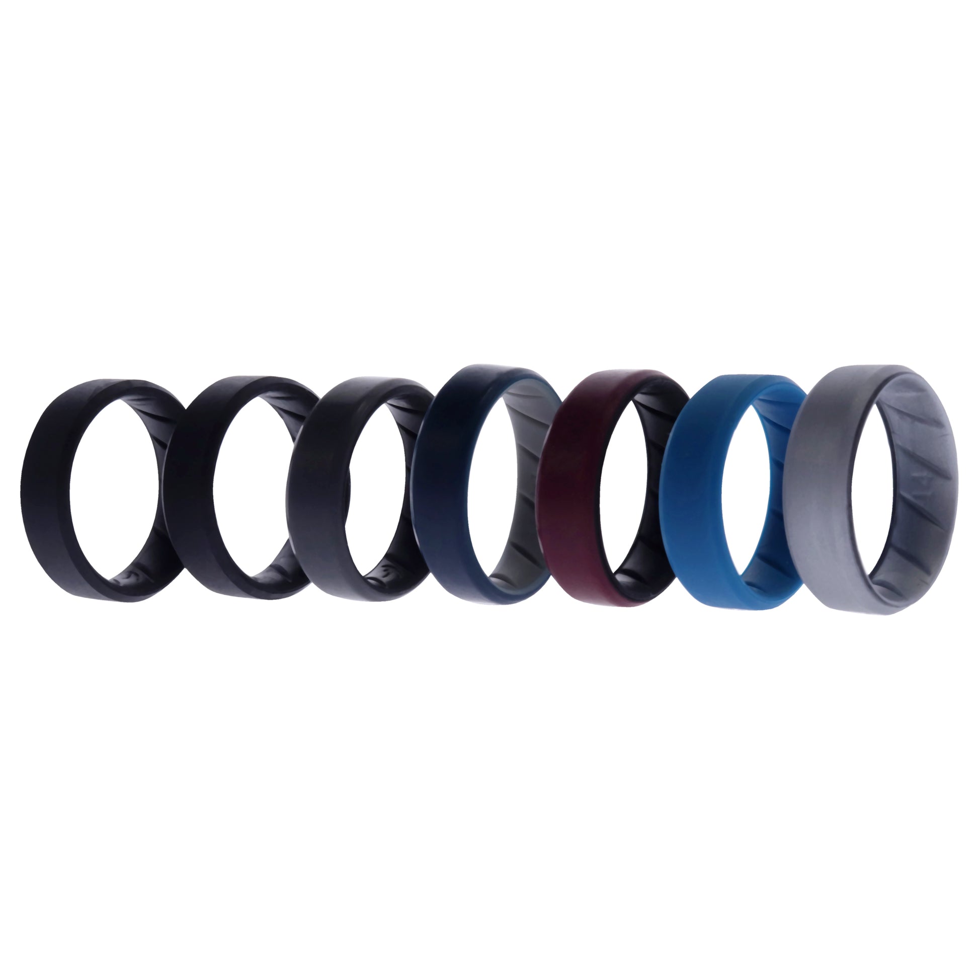 Silicone Wedding BR 8mm Edge Ring Set - Black by ROQ for Men - 7 x 14 mm Ring