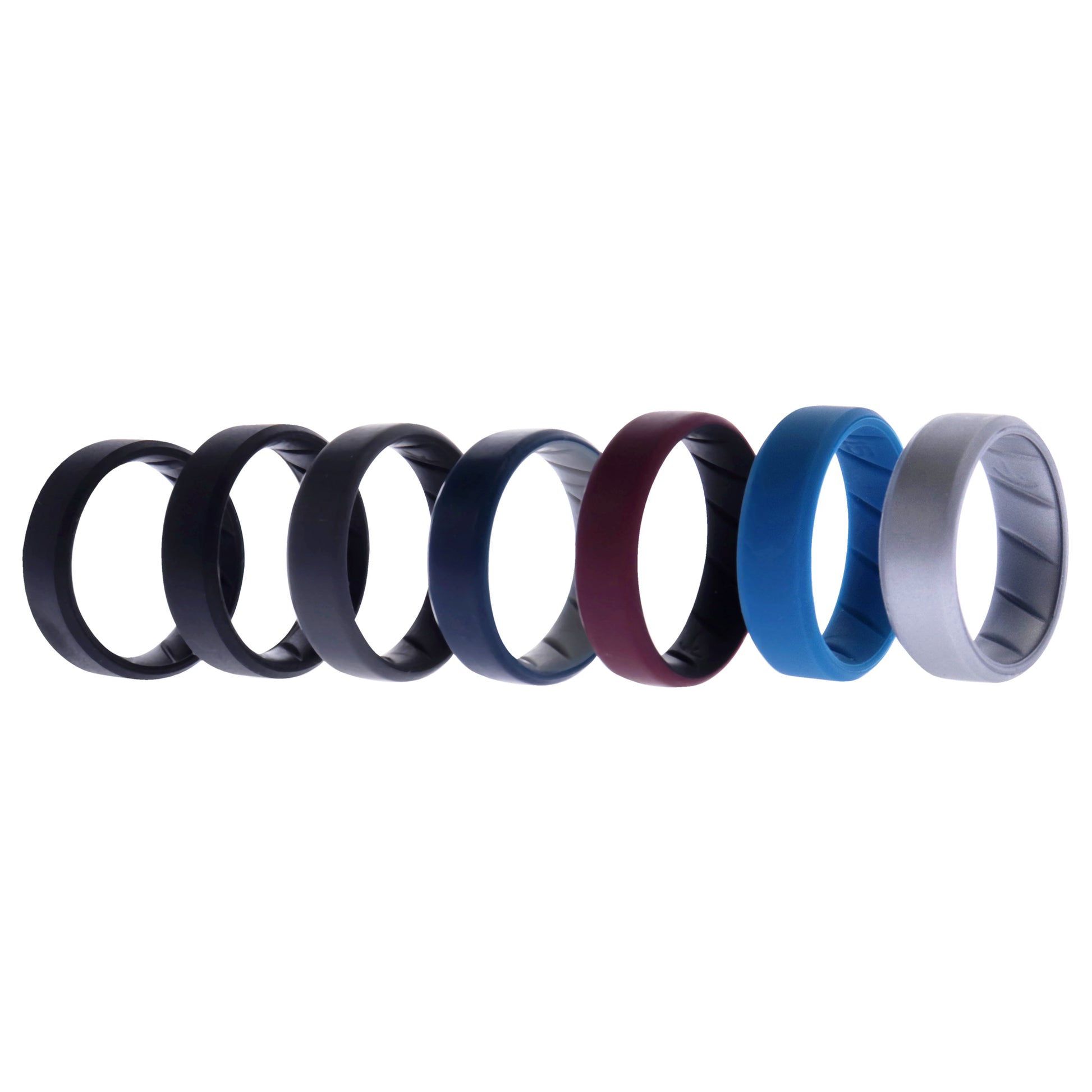 ROQ Silicone Wedding BR 8mm Edge Ring Set - Black