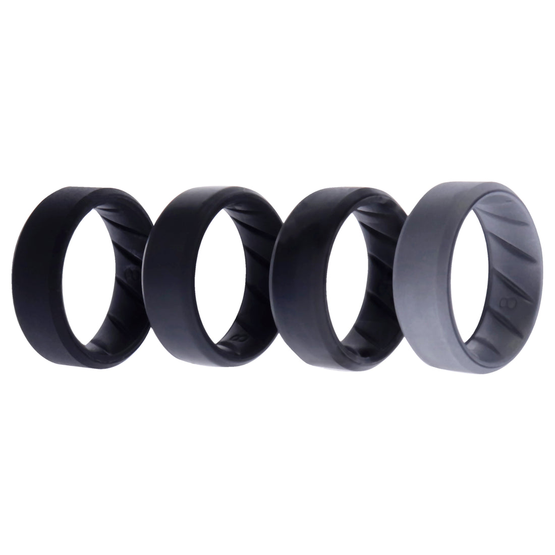 ROQ Silicone Wedding BR 8mm Edge Ring Set - Black-Camo