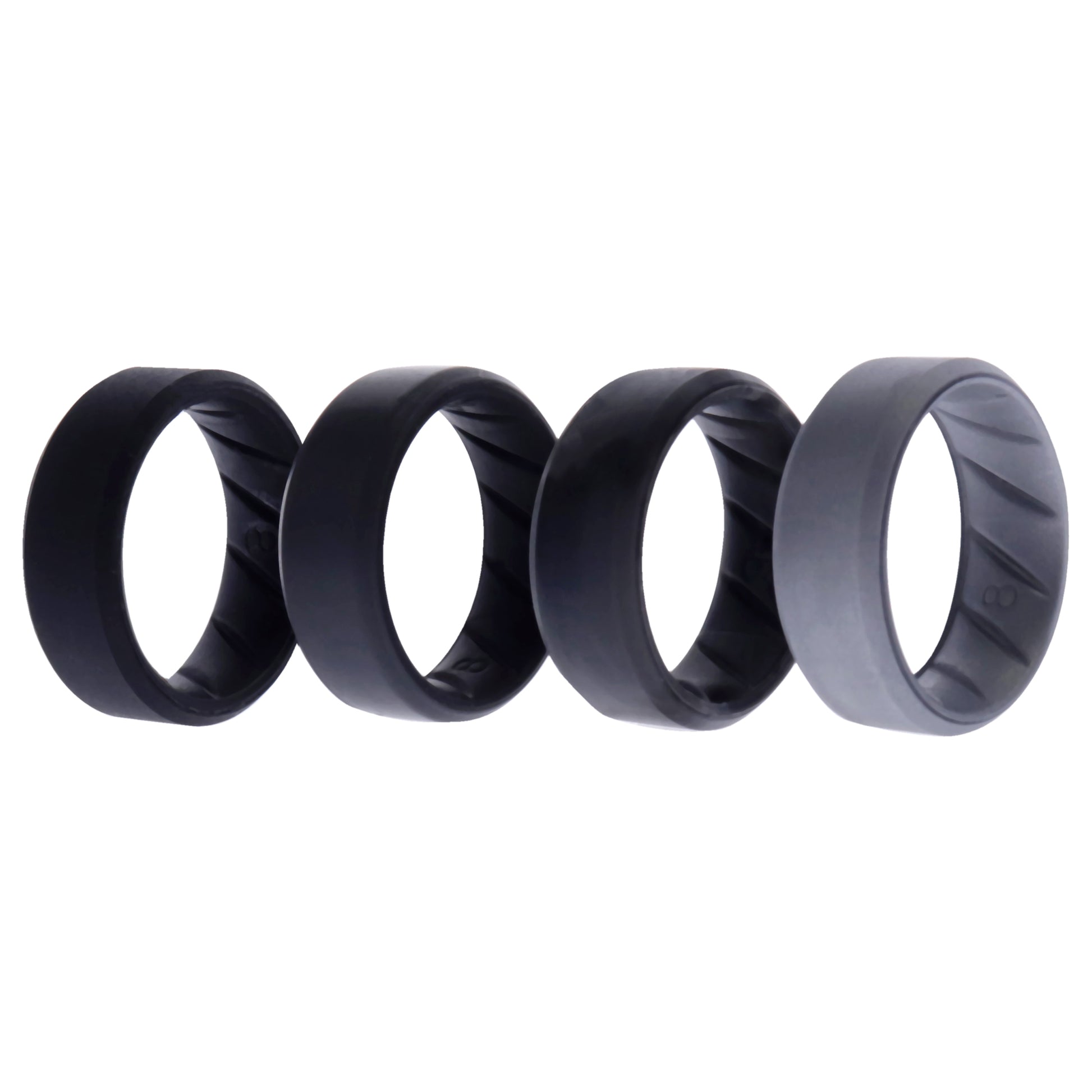 ROQ Silicone Wedding BR 8mm Edge Ring Set - Black-Camo
