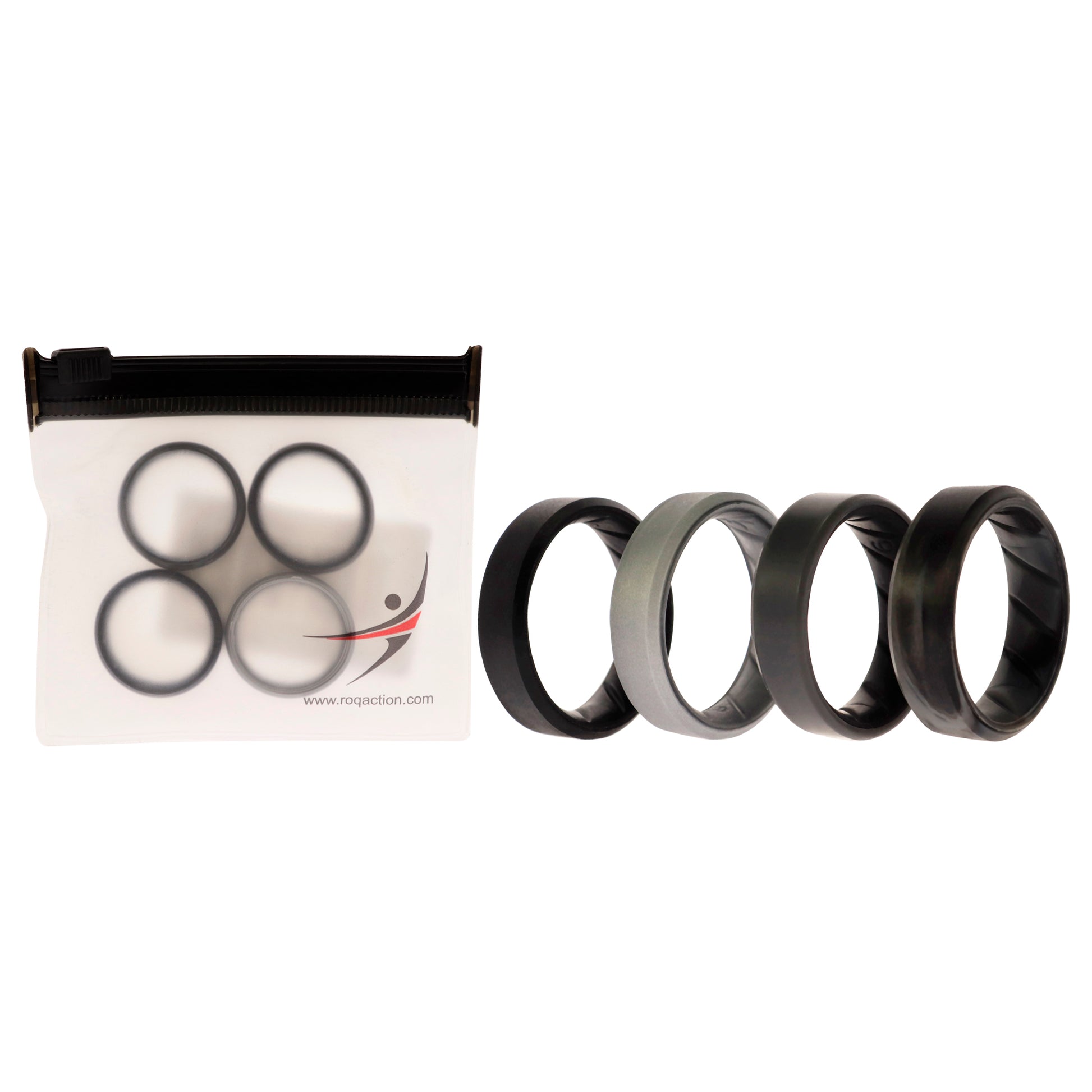ROQ Silicone Wedding BR 8mm Edge Ring Set - Black-Camo