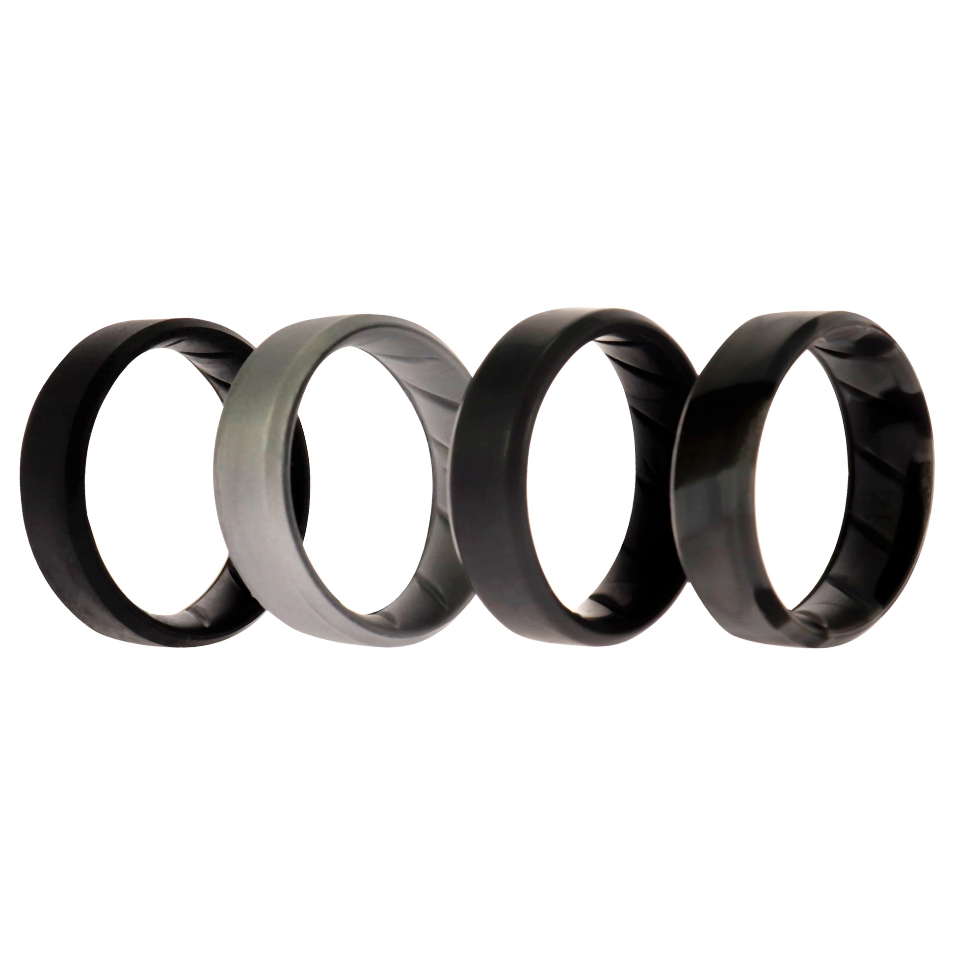 ROQ Silicone Wedding BR 8mm Edge Ring Set - Black-Camo