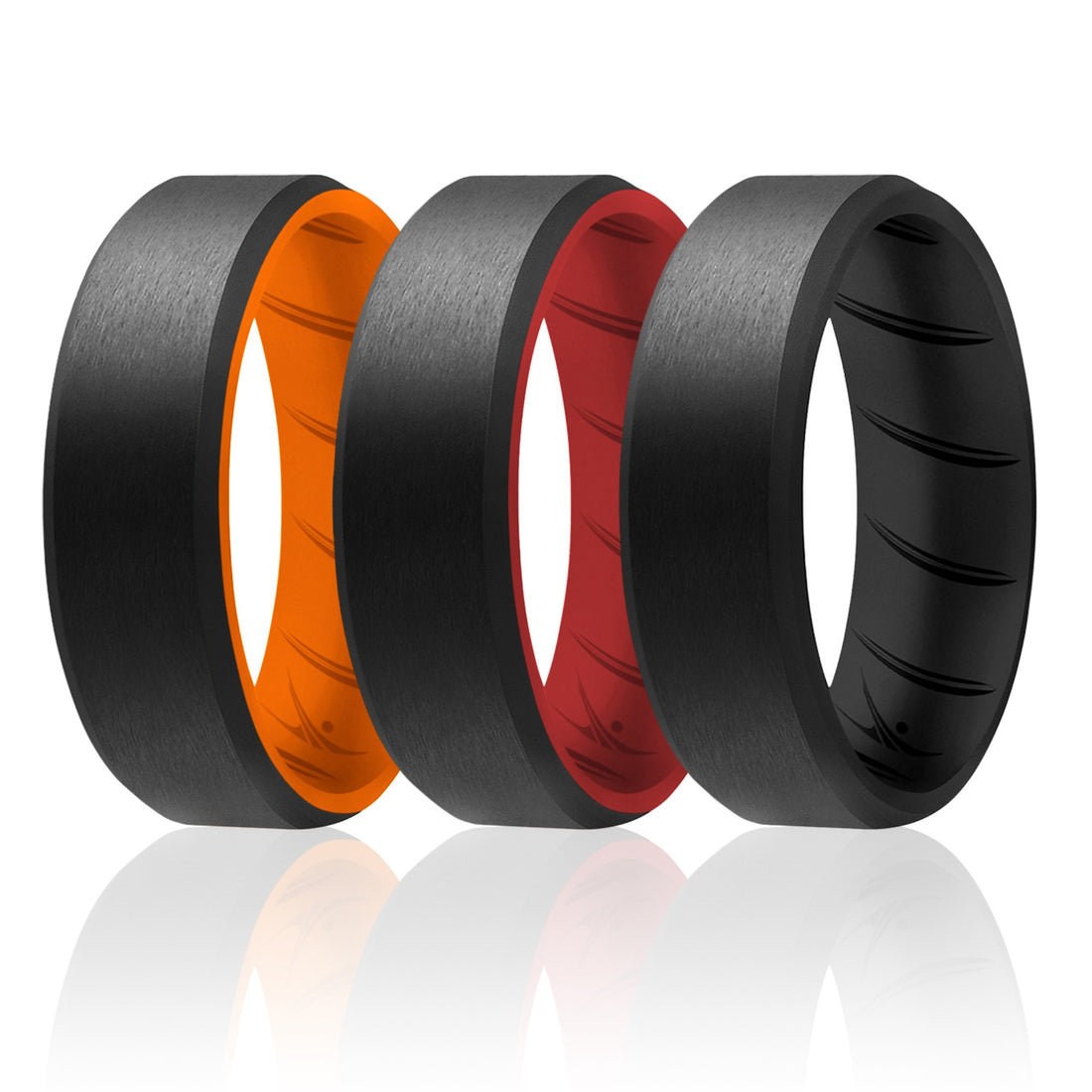 ROQ Silicone Wedding BR 8mm Edge Ring Set - MultiColor